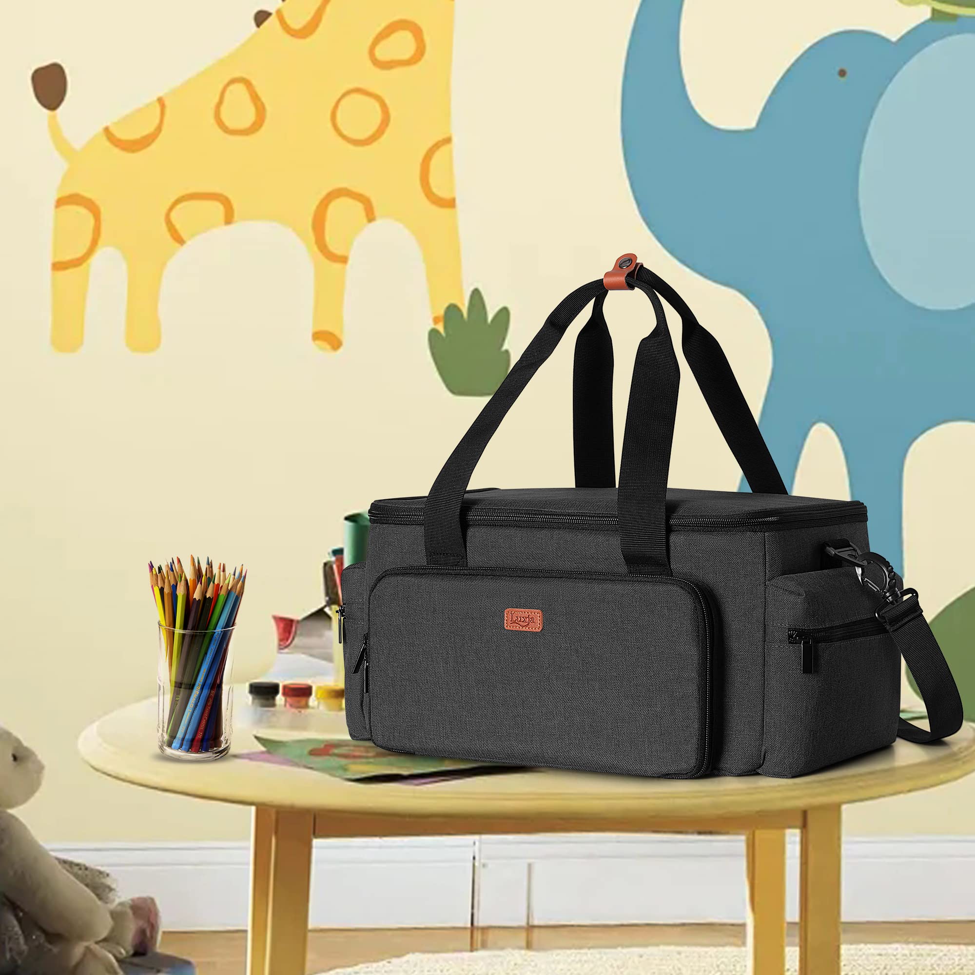 Luxja Bolsa de Manualidades de Alta Capacidad con Correa para el Hombro | Bolsa de Manualidades para Arte, álbumes de Recortes o Suministros de Costura (Solo Bolsa)