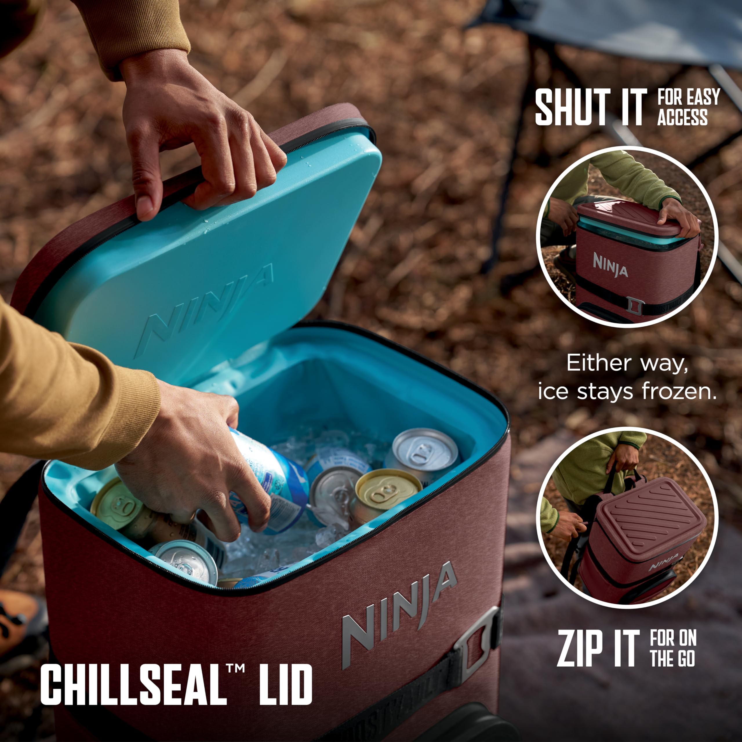 エアコン Ninja Ninja FrostVault Go 36-Can Backpack Soft Cooler with Cold Dry Zone