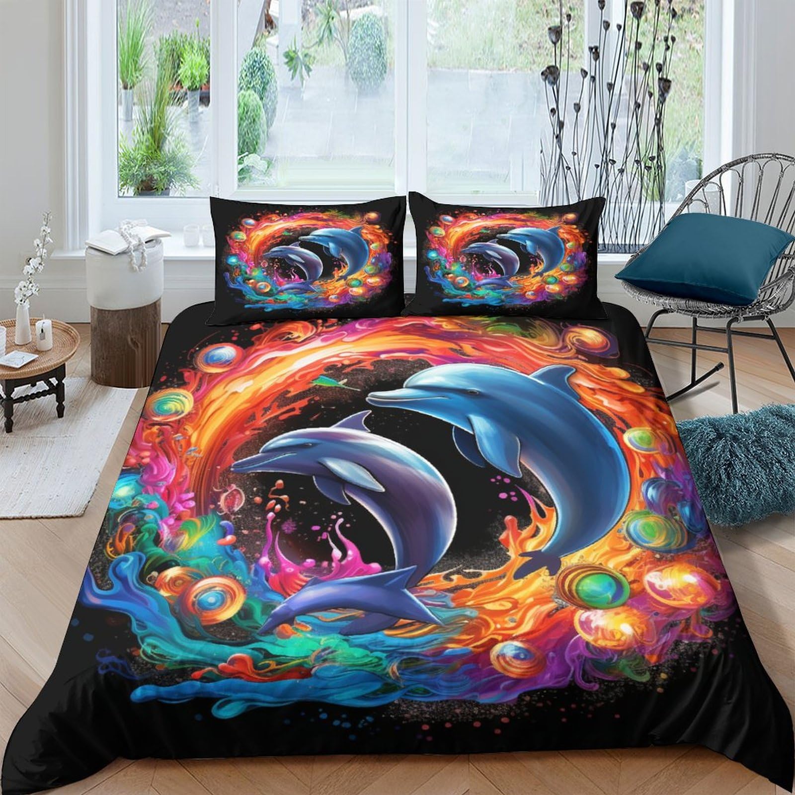 Housse de couette dauphin 3D pour éviter les plis et simplifier le change du lit double