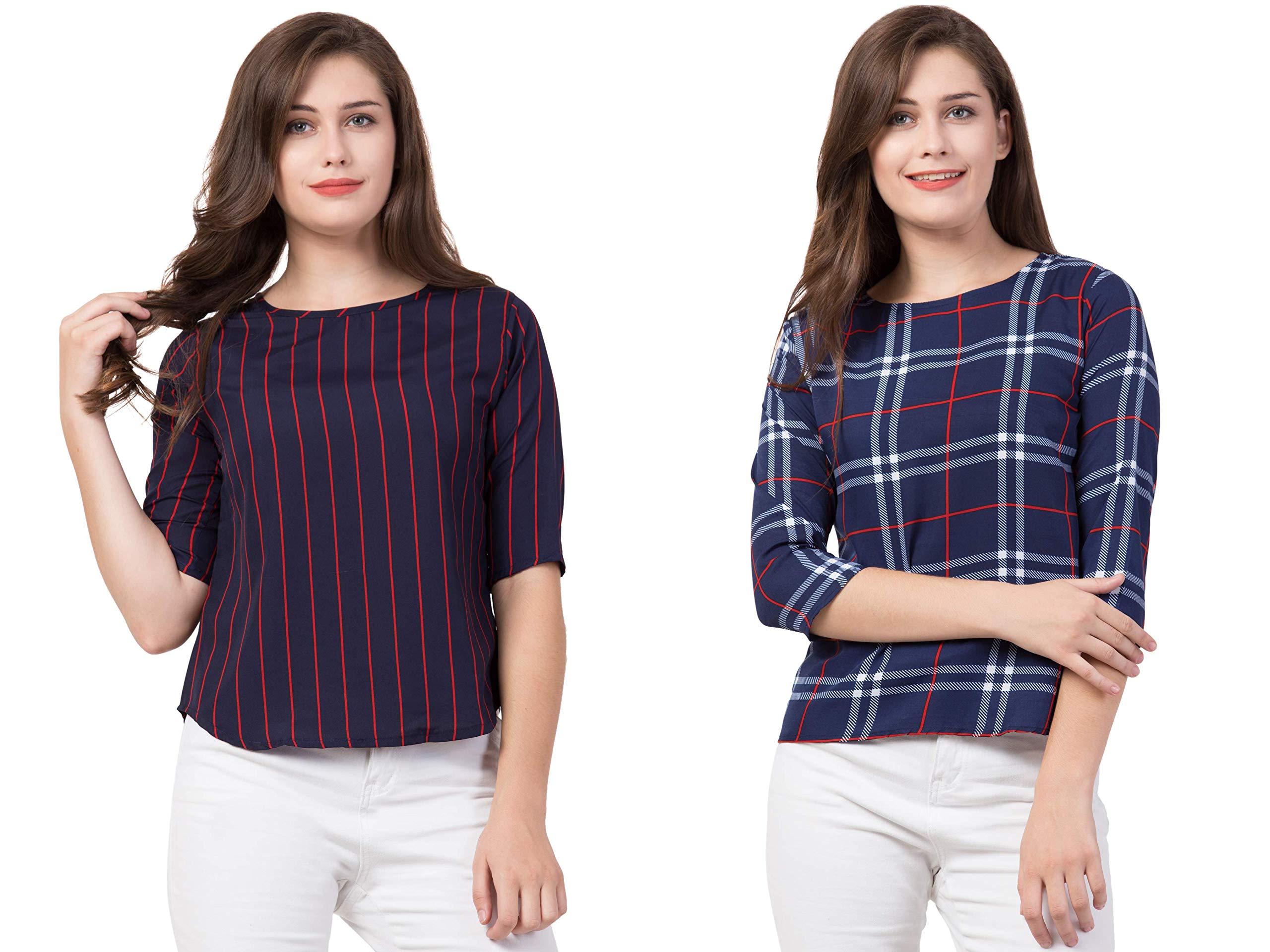 Women's Regular Fit Maroon & Red Line Top Now Try IT-image-24