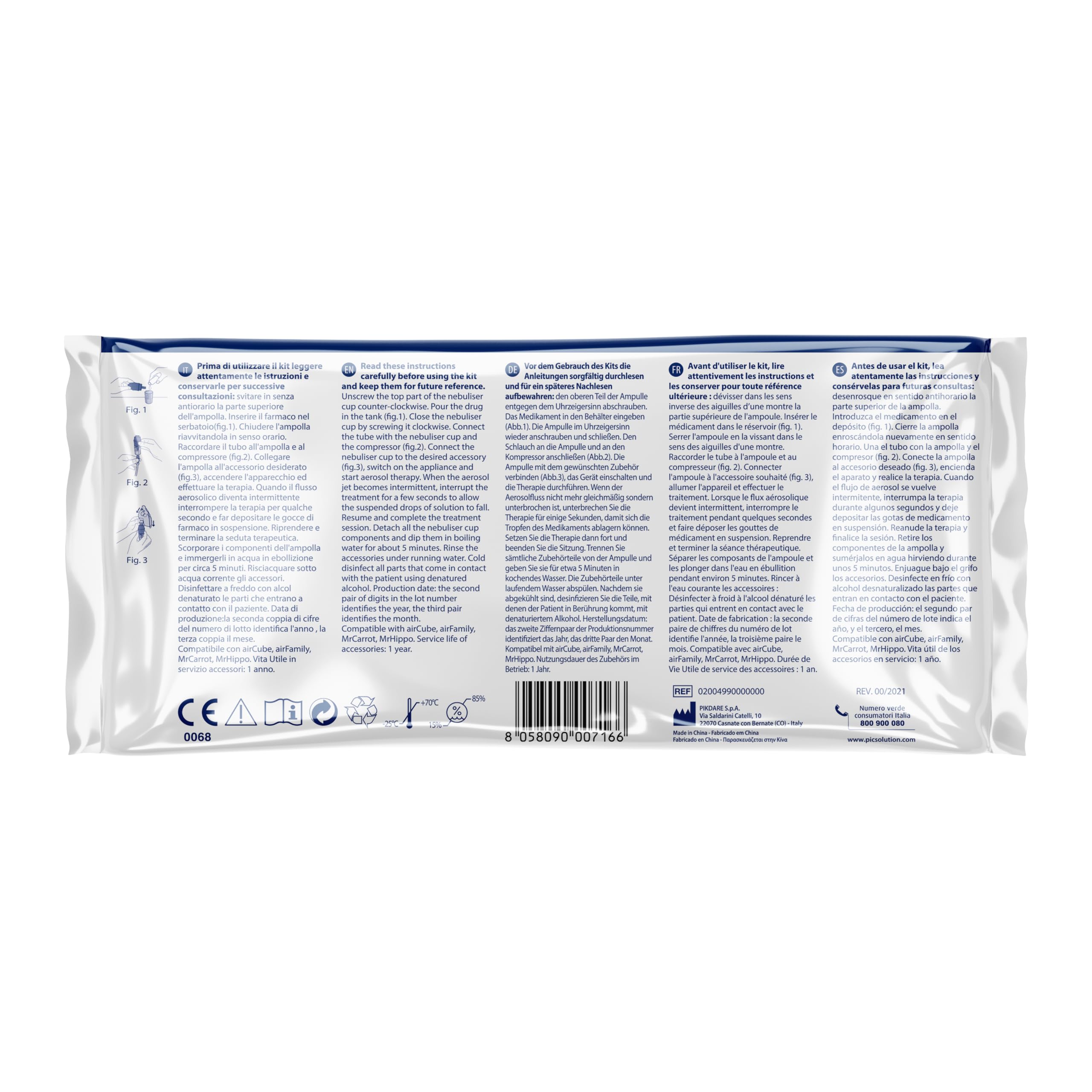 Pic solution Kit Air Cube Aerosol per aersolo Air Cube Pic, Bianco, Blu, Trasparente