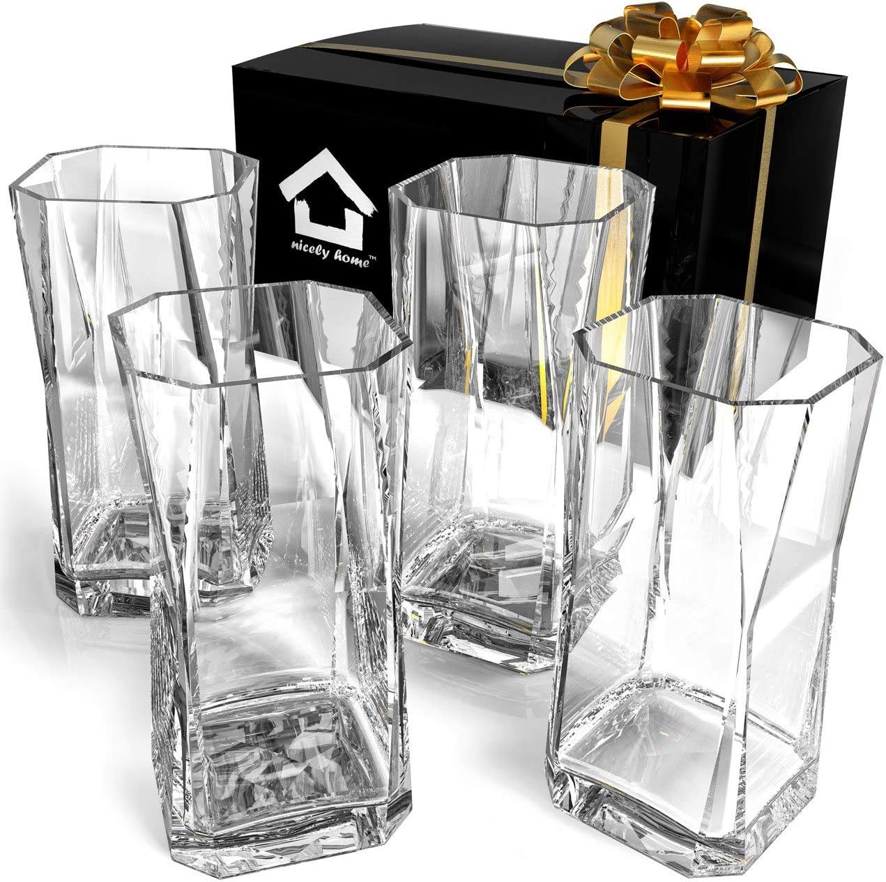 NICELY HOME Highball Glasses - Drinking Glasses Set of 4 - Cocktail Glasses 17oz - Glass Water – Glassware Set – Large Bar Glasses - Housewarming Gift