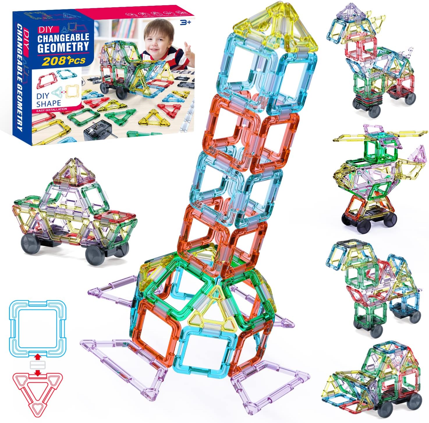 Amazon.com: JUQU Building Toys for Kids 208 PCS Building Blocks Kit ...
