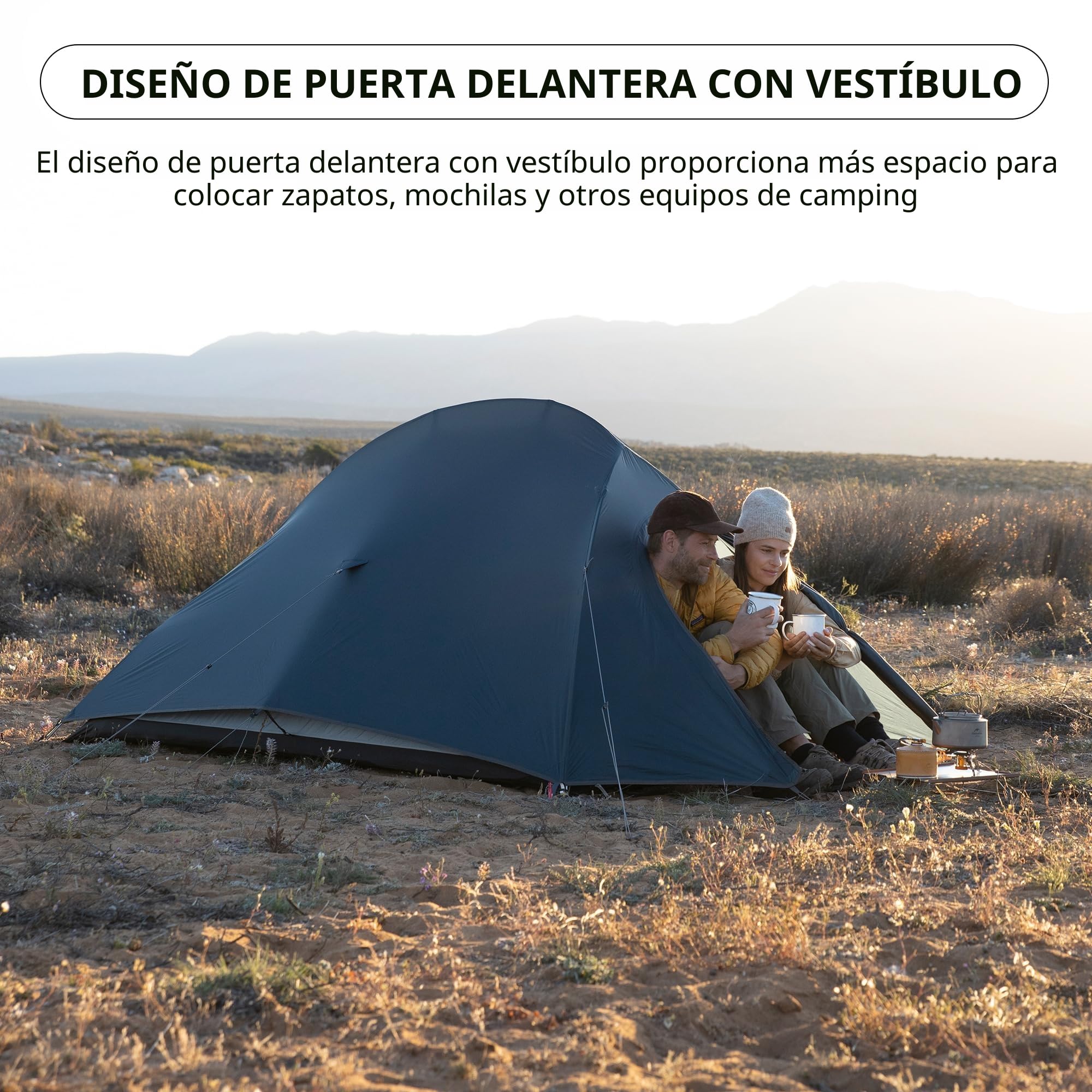 Naturehike Cloud-Up 2 Tienda de Campaña 2 Personas 3-4 Temporada Tienda Mochila Ligera (Actualizar Azul 20D)