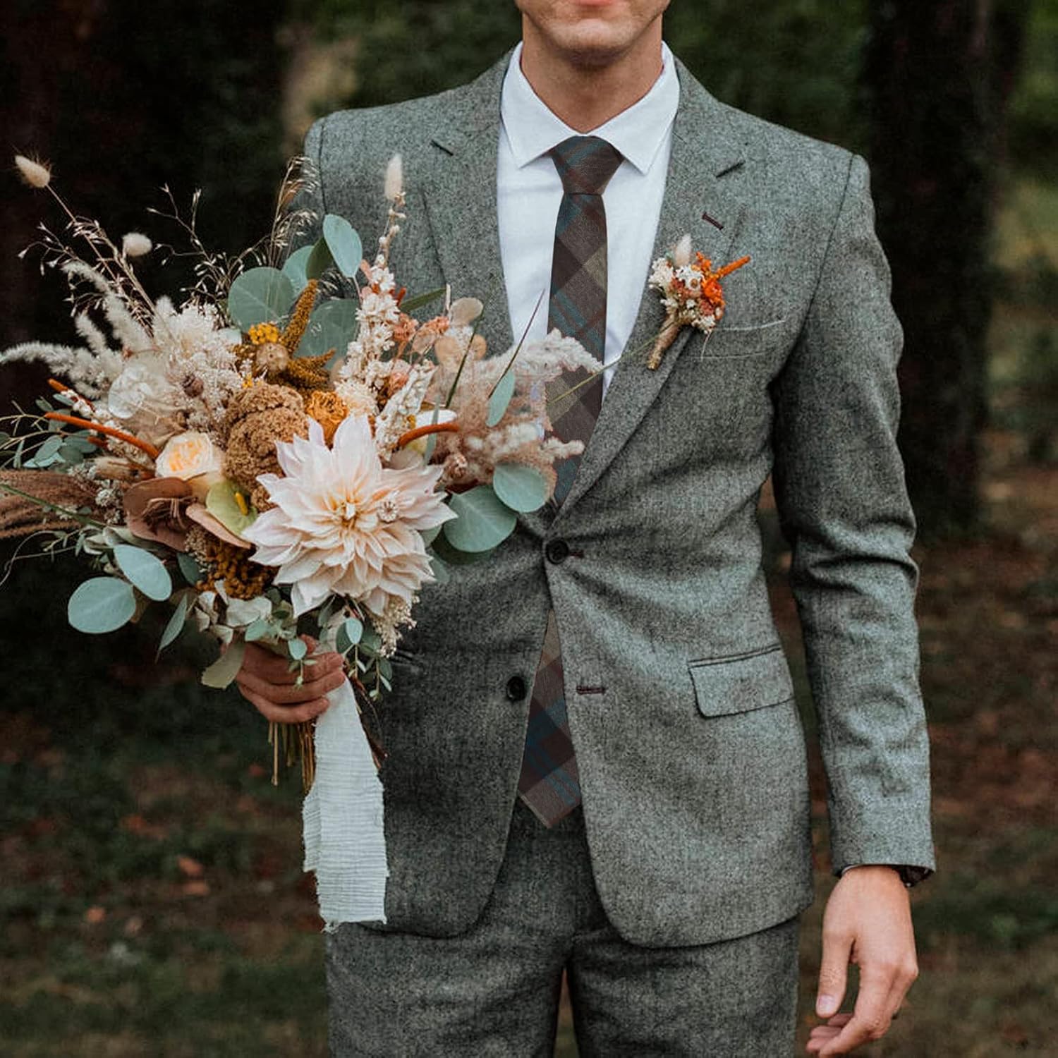 Mantieqingway Mens Ties 2.36" Cotton Skinny Ties for Men Wedding Party Solid Color Necktie - Image 2