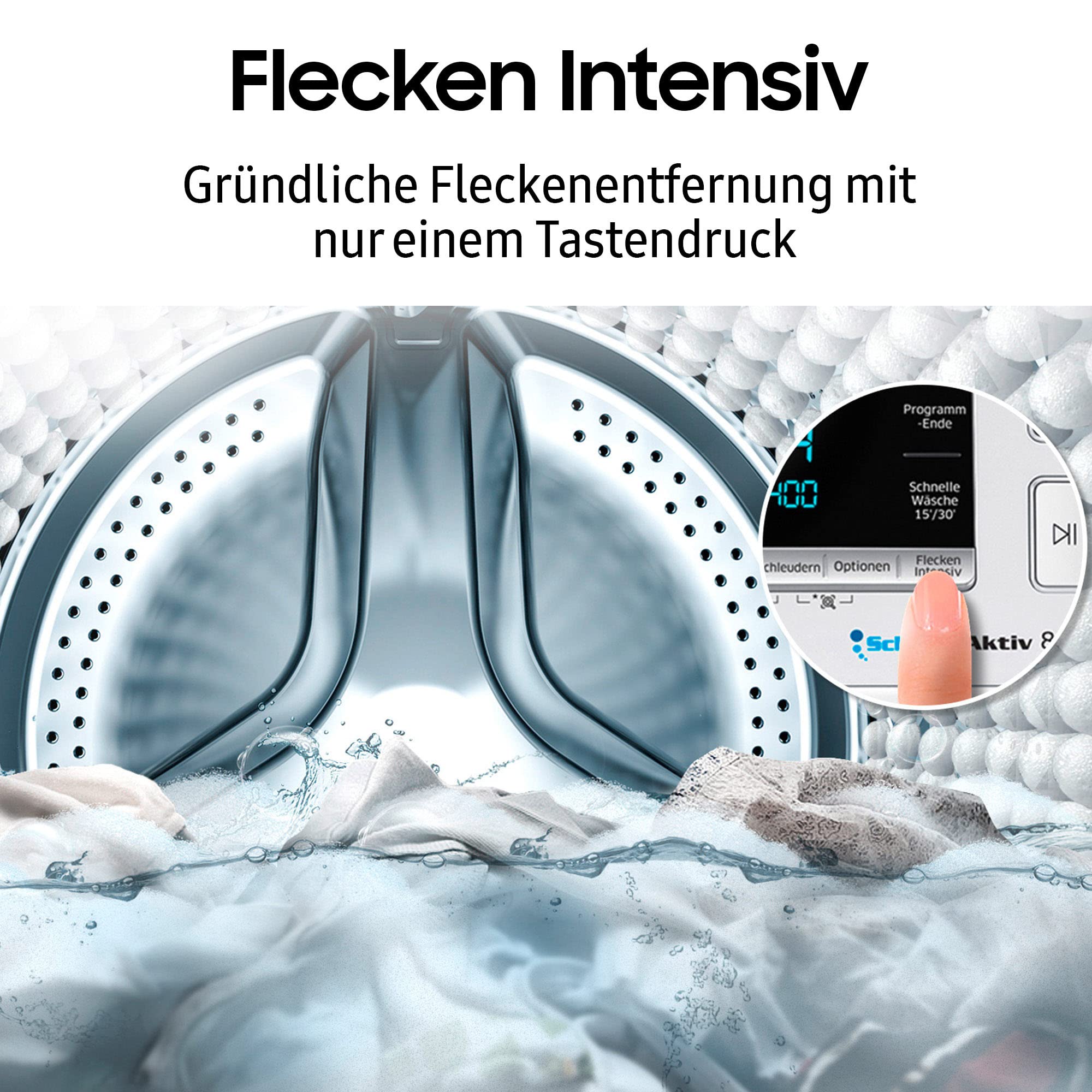 Samsung WD91TA049BE/EG Waschtrockner 9/6 kg 1400 U/min Ecobubble AirWash Hygiene-Dampfprogramm Weiß