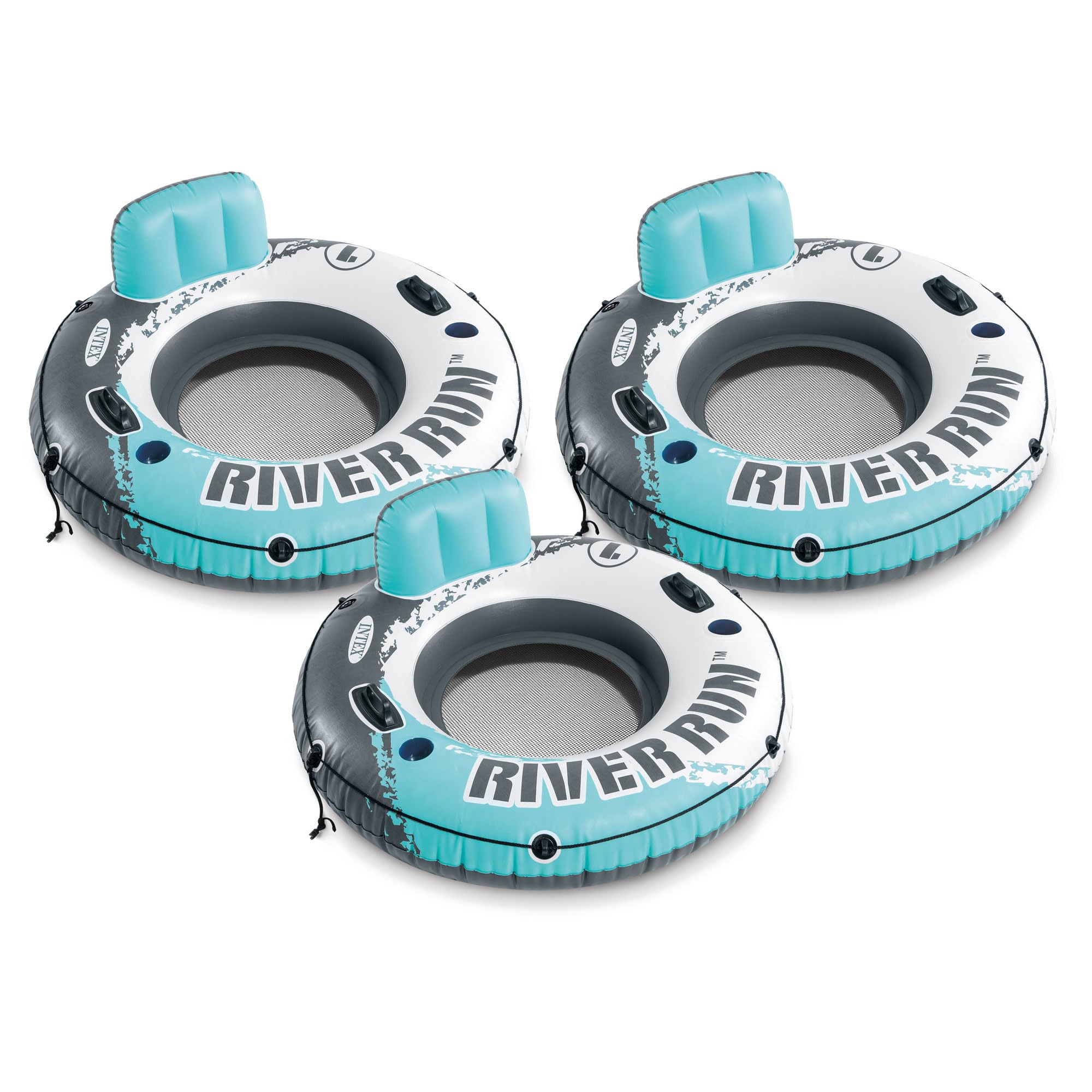 IntexRed River Run 1 Fire Edition Sport Lounge, Inflatable Water Float, 53" Diameter 3 Pack