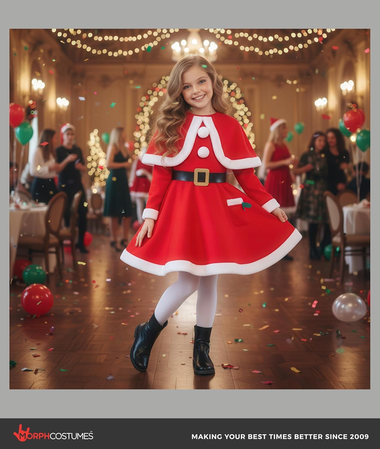 Morph Kids Santa Costume, Girls Santa Costume, Santa Costume for Kids, Girls Santa Dress, Christmas Costumes for Girls