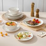 MALACASA Dinnerware Sets 12 Pcs, Plates and Bowls Sets, 12 Pieces Stoneware for 4 Kitchen Dinner Set Ceramic Dishware Dishes Set Microwave Safe, Series Lydia