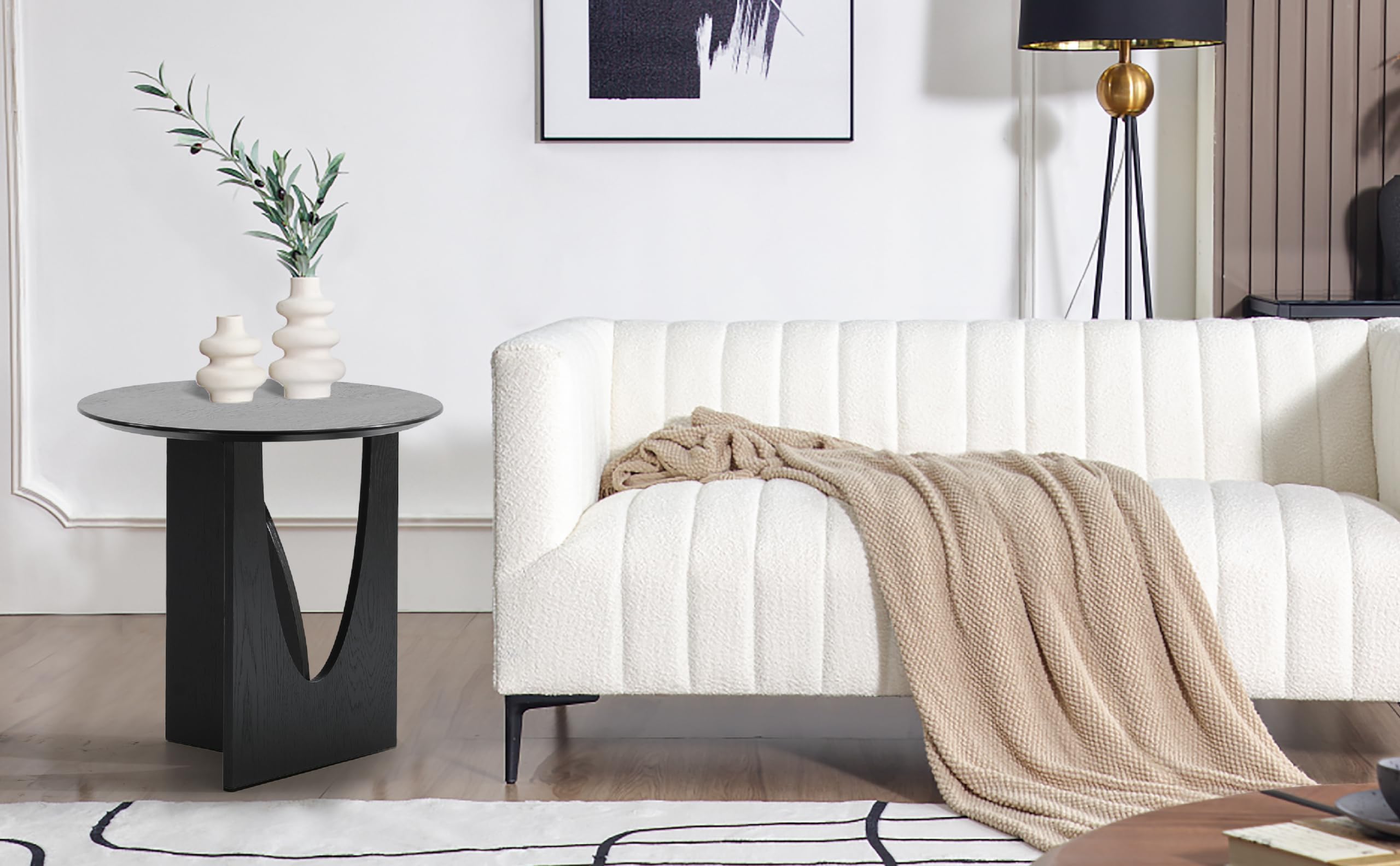 Round End Table Accent Side Table Coffee Table Modern Circle Wood