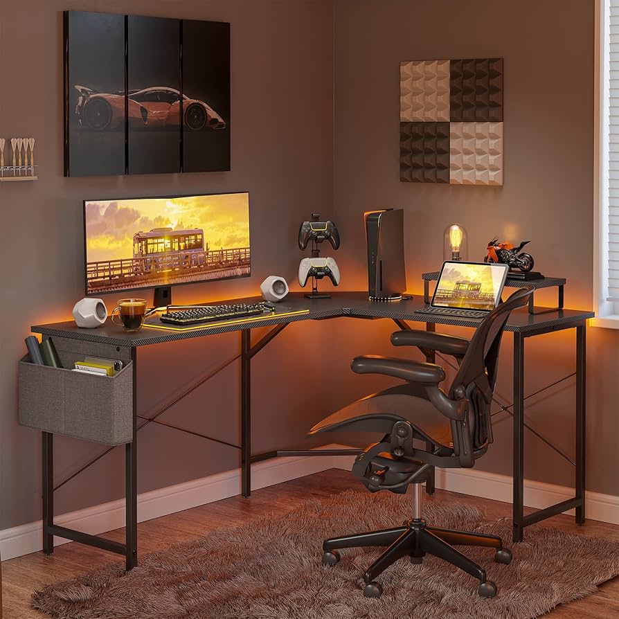 KOBIページ CubiCubi Versatile L-Shaped Desk with Monitor Stand and Storage