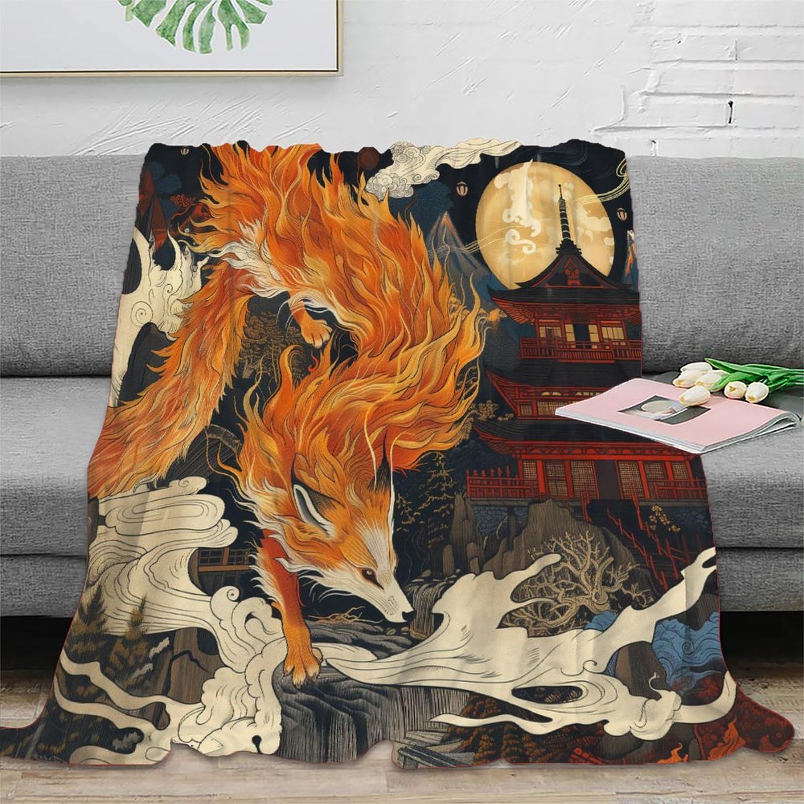 NRAOPEVVD 3D Printed Fox Blanket Soft And Warm Super Soft Cozy Fuzzy Warm Throws with Anti-wrinkle/anti-tarnishing Lightweight for Home Couch Bed Sofa Cozy Warm 80x90inch(200x230cm)