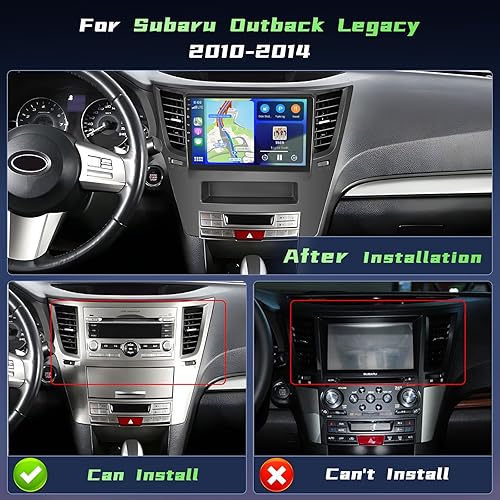 Miniatura 2 de Para Subaru Outback Legacy Radio 2010-2014 con Apple Carplay Android Auto, pantalla táctil de 9 pulgadas, Android 13 estéreo para coche, Bluetooth,