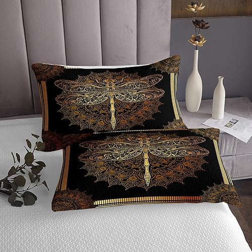 Miniatura 4 de Erosebridal Chic Dragonfly Queen - Juego de colcha bohemia con mandala para adolescentes y adultos, juego de ropa de cama hippie bohemio con flores