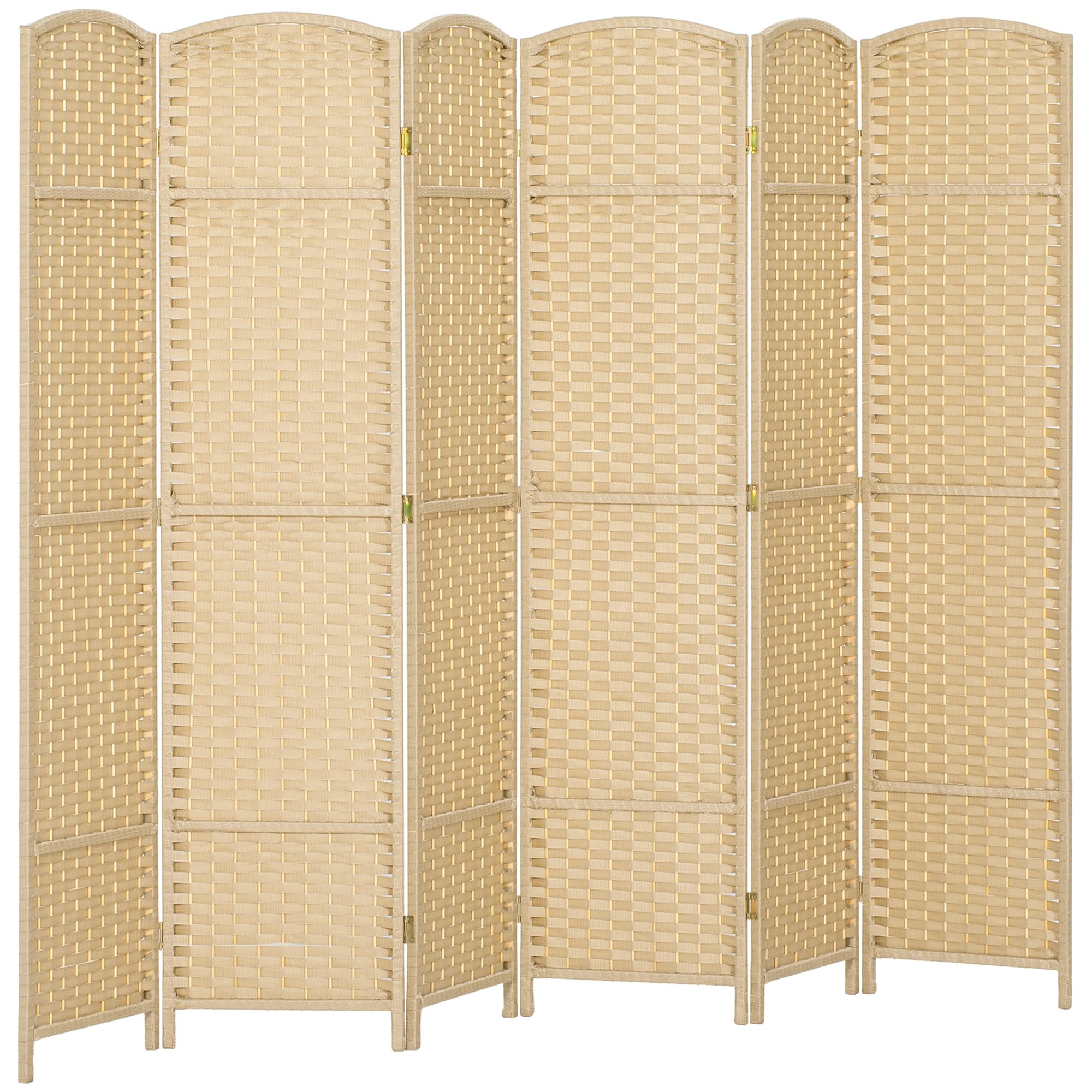 HOMCOM Room Divider, 6 Panel Folding Privacy Screen, 5.6' Tall Freestanding Wall Partition for Home Office, Bedroom, Beige
