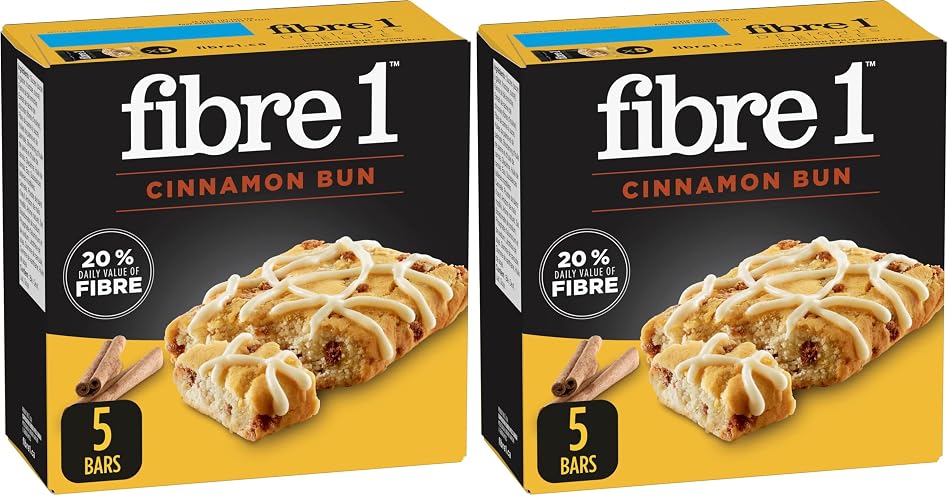 FIBRE 1 Delights Cinnamon Bun Flavour Bars, Naturally Flavoured, Snack Bars, Pack of 10 Cinnamon Bun Bars - 5 count (Pack of 2) - Cinnamon Bun