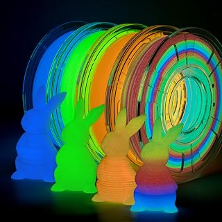 TRONXY Glow in The Dark PLA，Glow in The Dark Filament Multicolor, Green, Blue and Orange, 3D Filament Bundle,1.75 PLA Filament, Dimensional Accuracy +/- 0.02 mm,for Most 3D Printers 250g*4 Pack