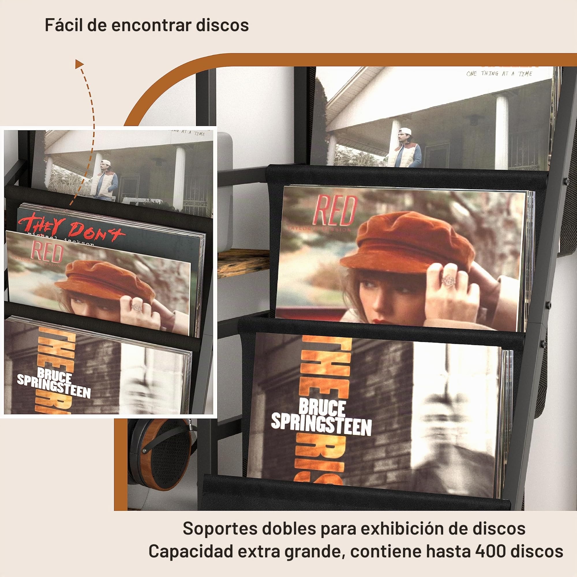 Bikoney Tocadiscos de Vinilo Stand, Mueble Tocadiscos con Almacenamiento de Vinilo hasta 280 Albumes, Giradiscos Estante Soporte Reproductor Vinilo de Almacenamiento de Vinilos Media Estéreo