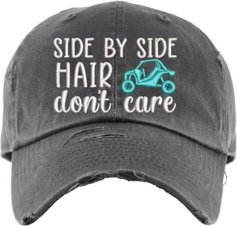 Side by Side Hair Dont Care Hat with UTV | Distressed Baseball Cap or Ponytail Hat | Side By Side Accessories & Apparel | ATV