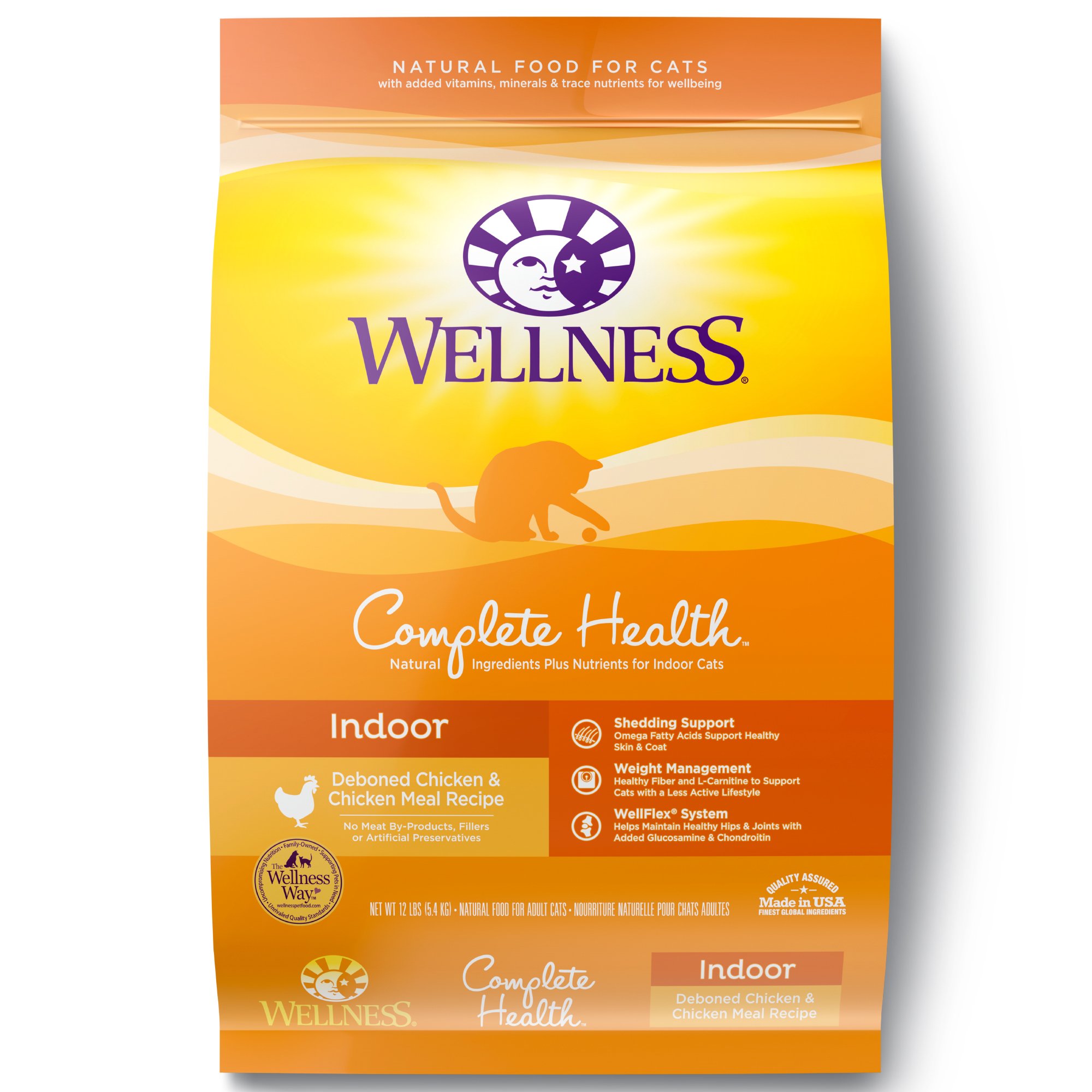 Wellness Complete Health Natural Dry Cat Food, Indoor Chicken Recipe, 12-Pound Bag