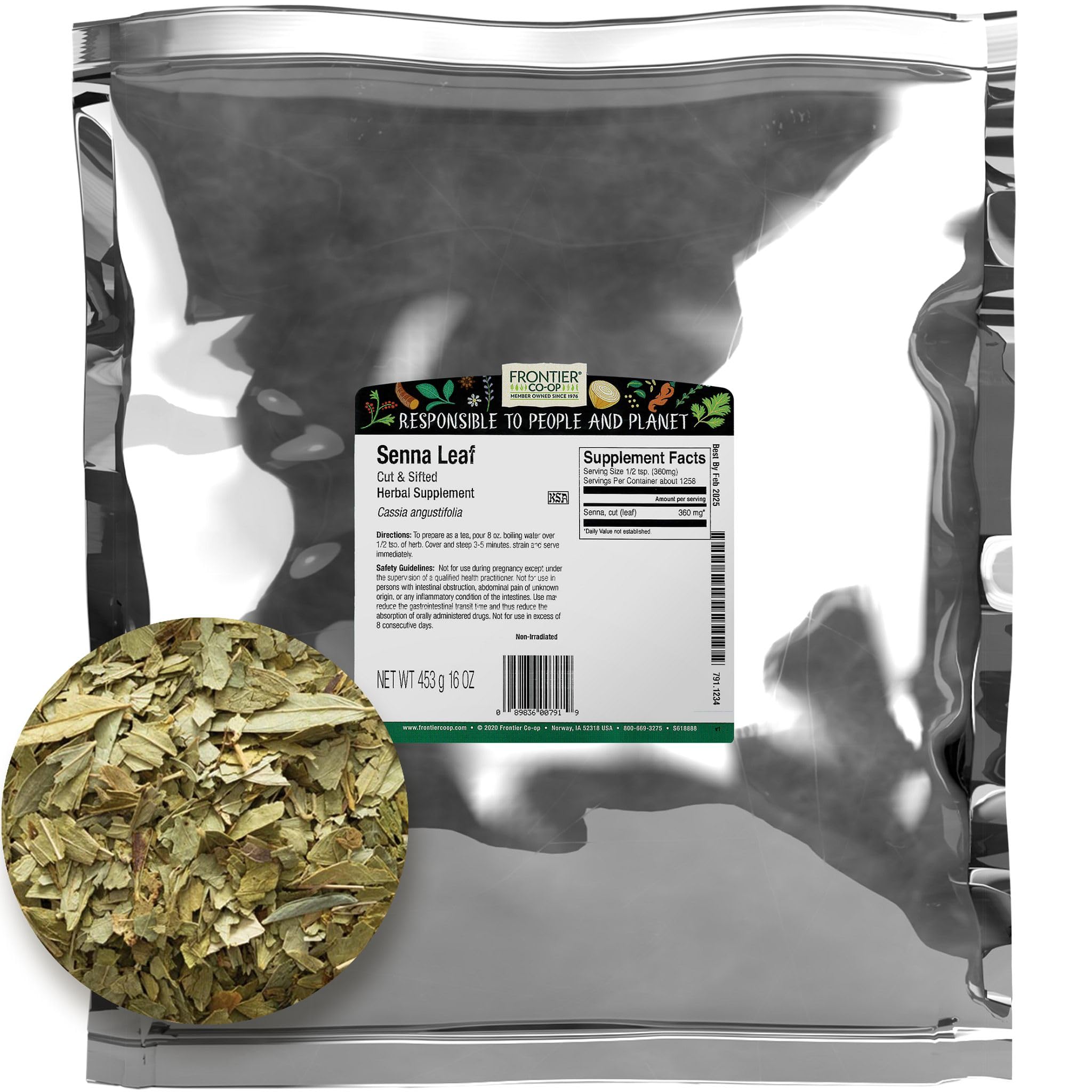 Senna Leaf, Cut & Sifted, 1lb Bulk Bag - 100% Pure & Natural Senna Leaves - Perfect for Senna Leaf Tea and Herbal Use, Kosher Certified