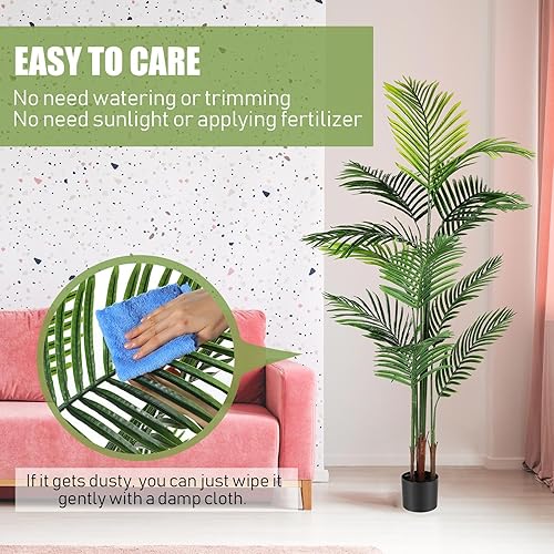 Miniatura 5 de Jexine Paquete de 4 palmeras artificiales de 6 pies, plantas falsas, plantas artificiales de areca para interiores y exteriores, árbol sintético en