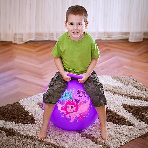 Miniatura 8 de U&C Planet Hoppity Hop - Pelota de salto con asa para niños de 3 a 6 años, para sentarse y rebotar de 18 pulgadas con bomba