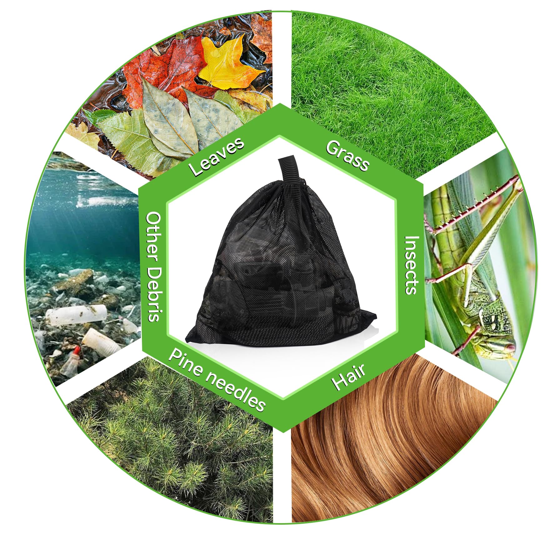 2-Pack 24x26 Inch Pond Pump Filter Bags – Polyester Mesh Drawstring Bag For Fountain & Submersible Pumps-1188753