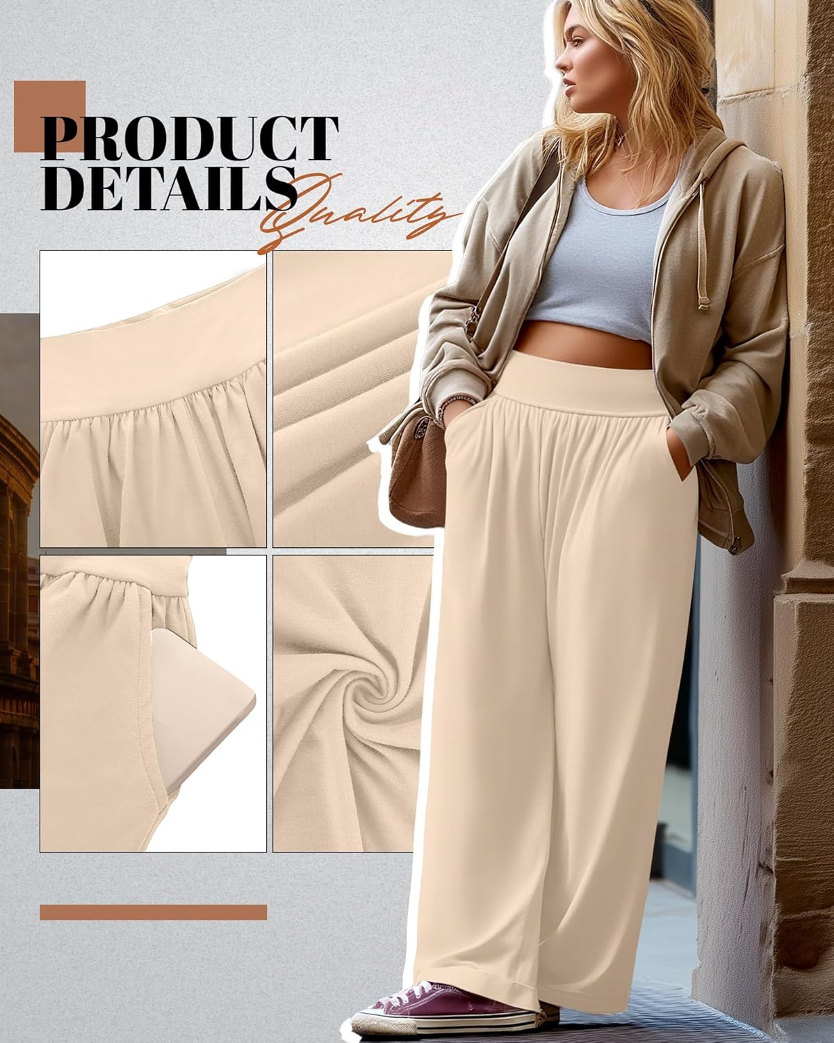 Neer 3 Pack Women Plus Size Wide Leg Yoga Pants High Waist Sweatpants Plus Size Palazzo Pants Lounge with Pockets - Image 5