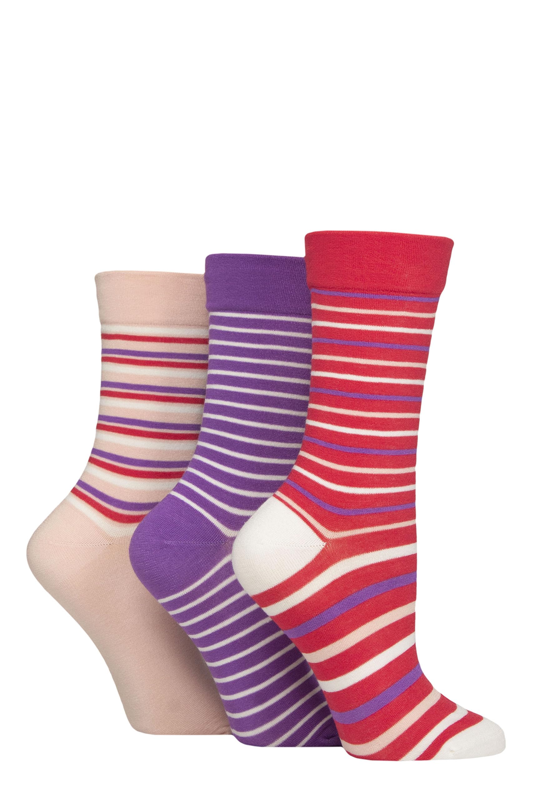 Sockshop Women's Tuscan Rose Gentle Bamboo Socks With Smooth Toe Seams In Plain And Striped Designs Pack Of 3 (Uk, Numeric, 4, 8, Regular, Regular, )
