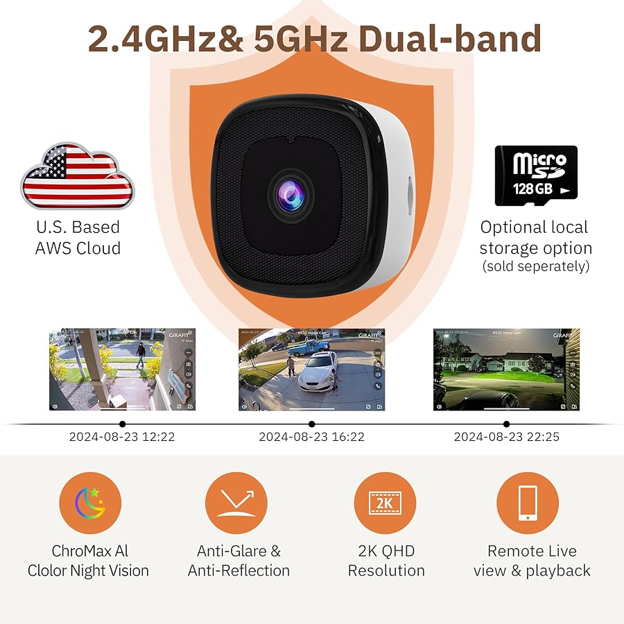 Girafit 3MP 2K Window Camera,2.4GHz & 5GHz WiFi Indoor Cameras for Home Security with ChroMax Al Color Night Vision,Person & Motion Detection,24/7 Recording,Easy & Quick Install - image 8