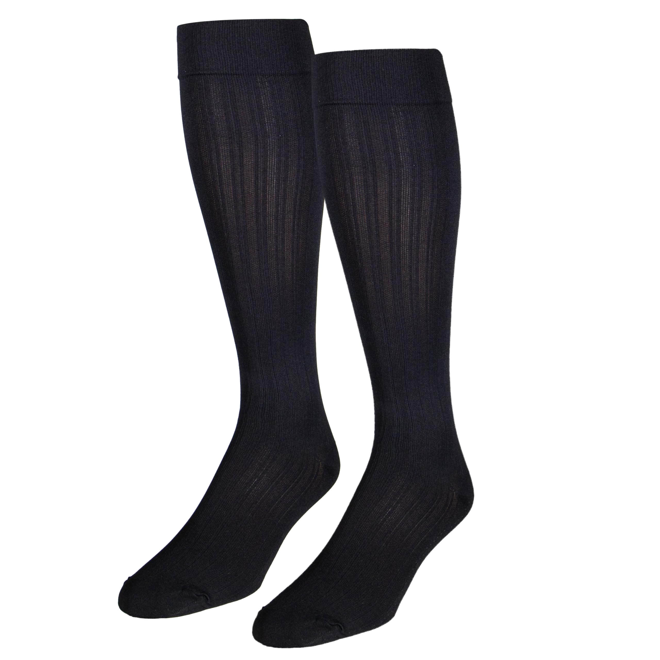 NuVein Women's Compression Socks, 20-30 mmHg Support, Rib Knit Pattern, Over Calf Knee High