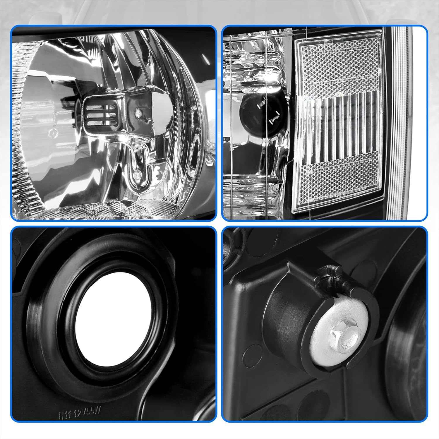 DWVO Headlight Assembly Compatible with 2007-2013 Chevy Silverado 1500/2007-2014 Chevy Silverado 2500HD 3500HD (Not fit 2007 Silverado Classic) Headlamp Replacement Black Housing Clear Reflector