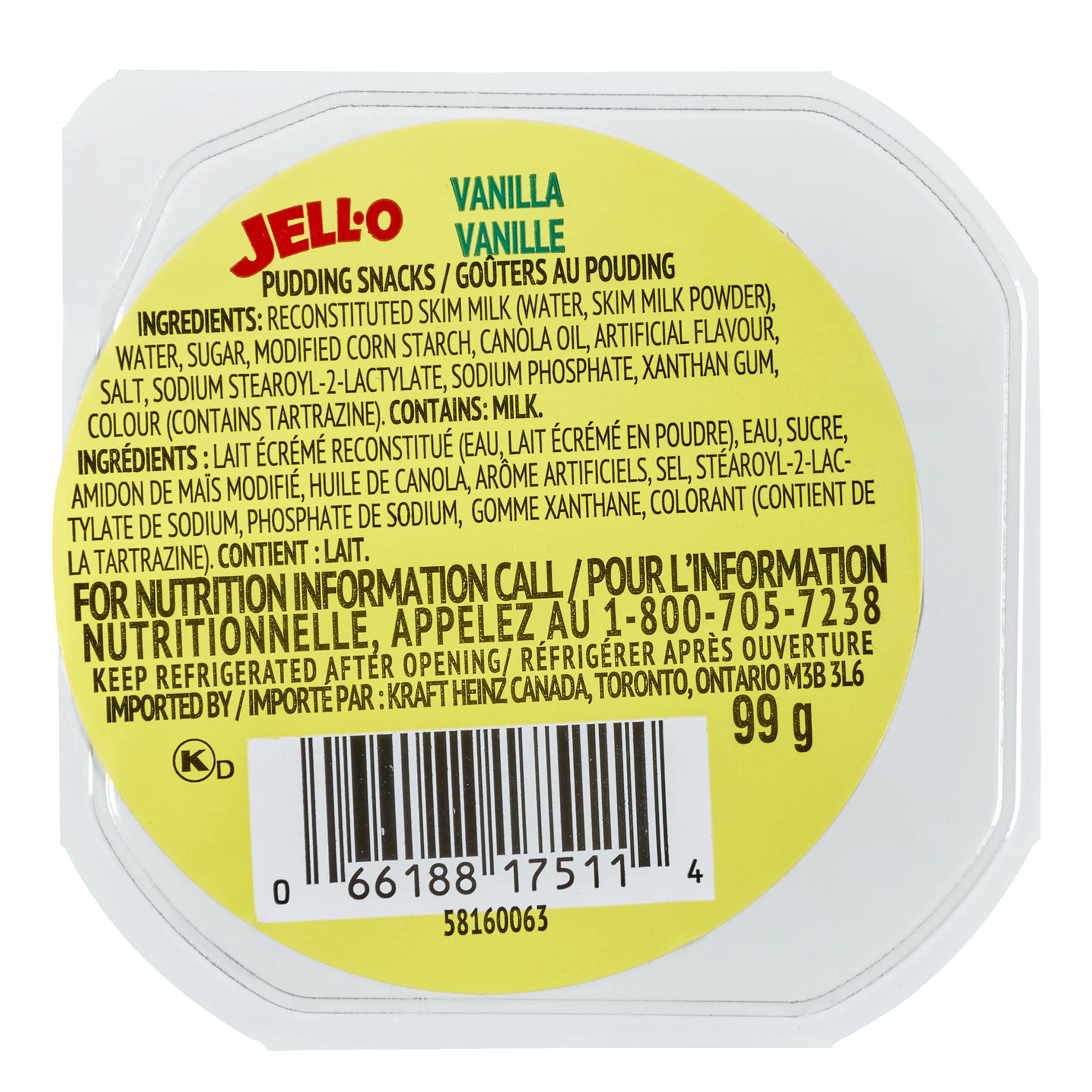 Jell-O Vanilla Ready to Eat Pudding, 2.376kg (Pack of 24) : Amazon