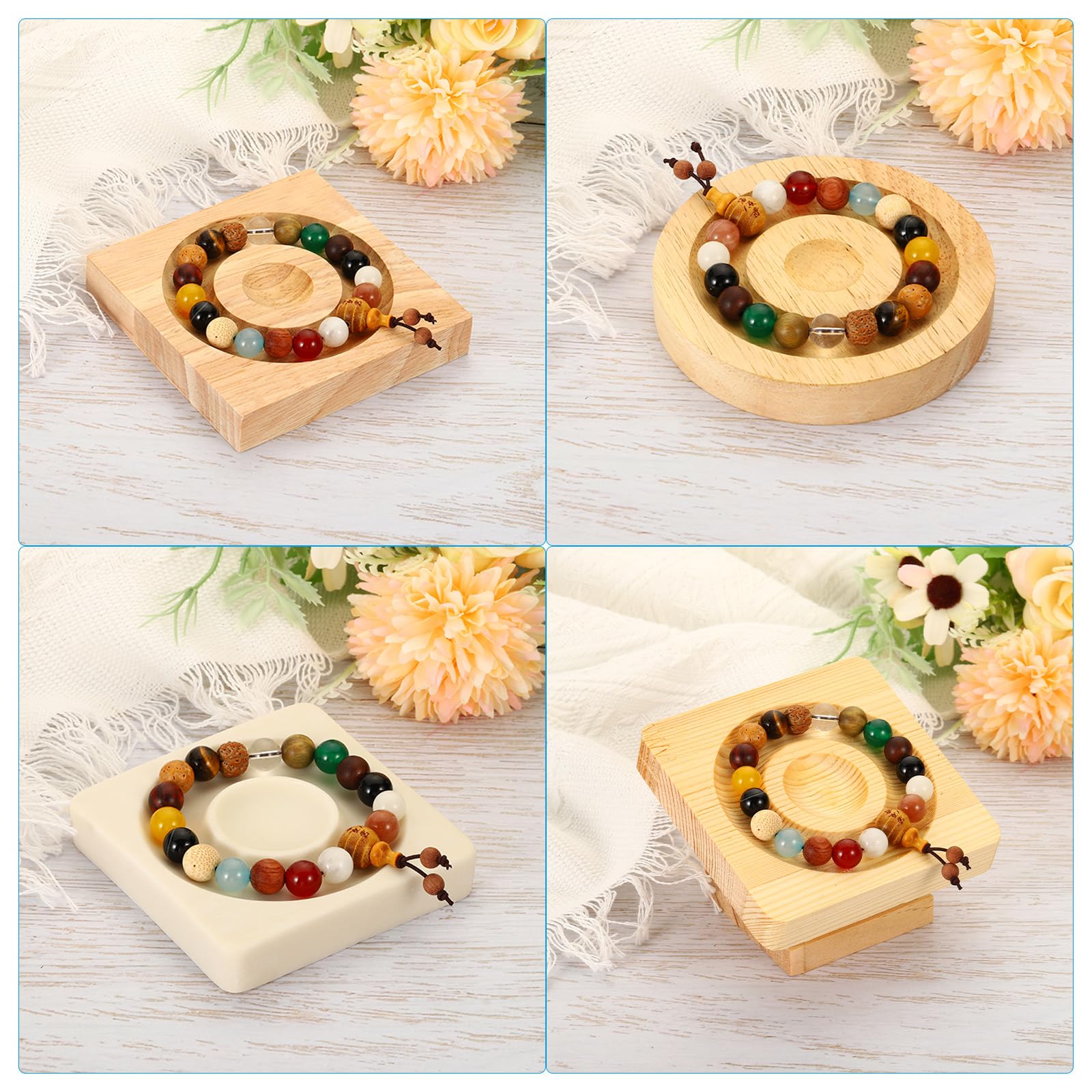 PATIKIL 1 Pcs Pendant Bracelet Bangle Display Tray, Wooden Beading Board Trays for Jewelry Bracelets for Dresser Shop Retail Countertop - Image 4