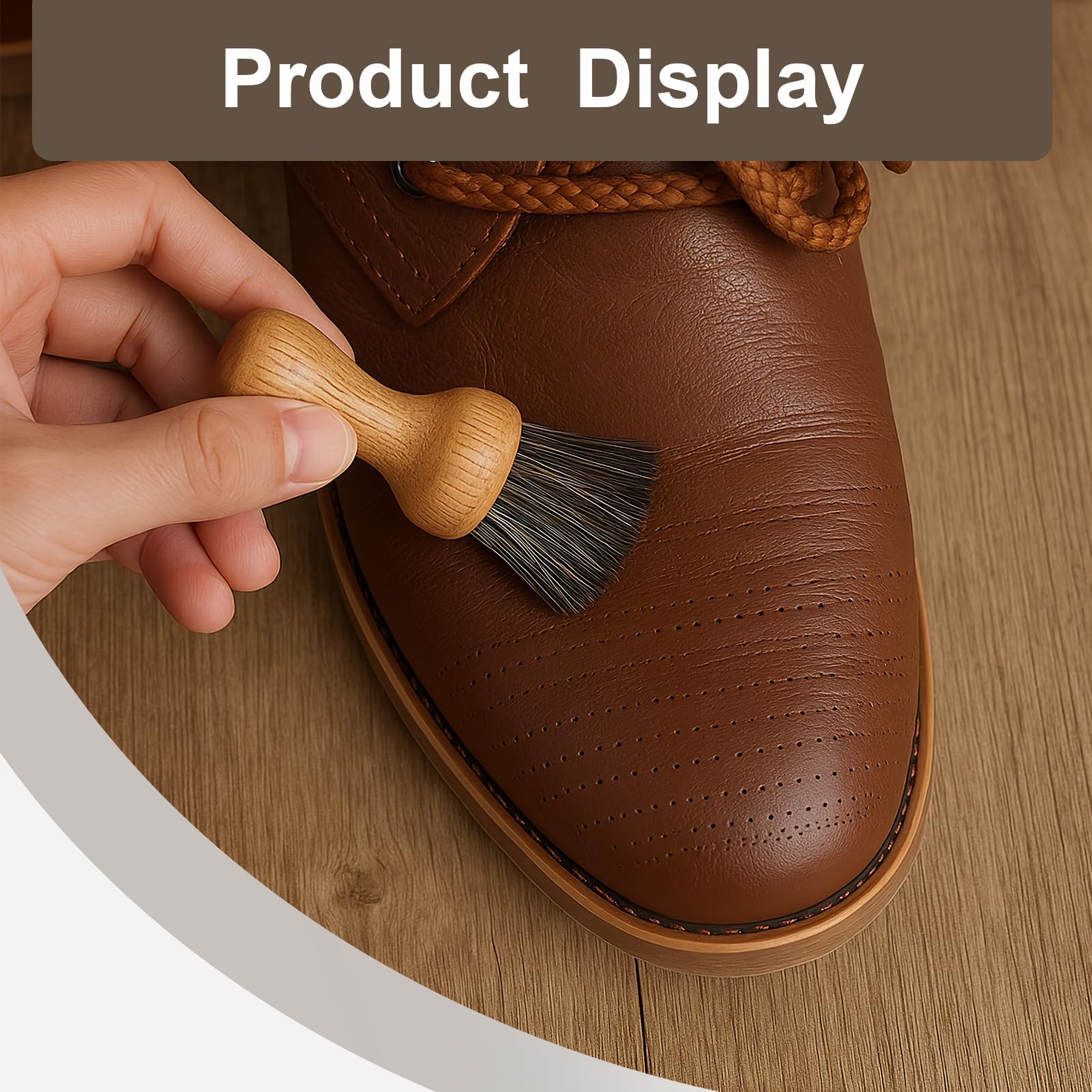 Cepillos para Zapatos de Crin de Caballo Natural,Juego de 2 Cepillo de Crin Fina para Aplicar Betún,Cera y Pulir Calzado de Cuero,Profesional para Limpieza de Zapatos y Muebles