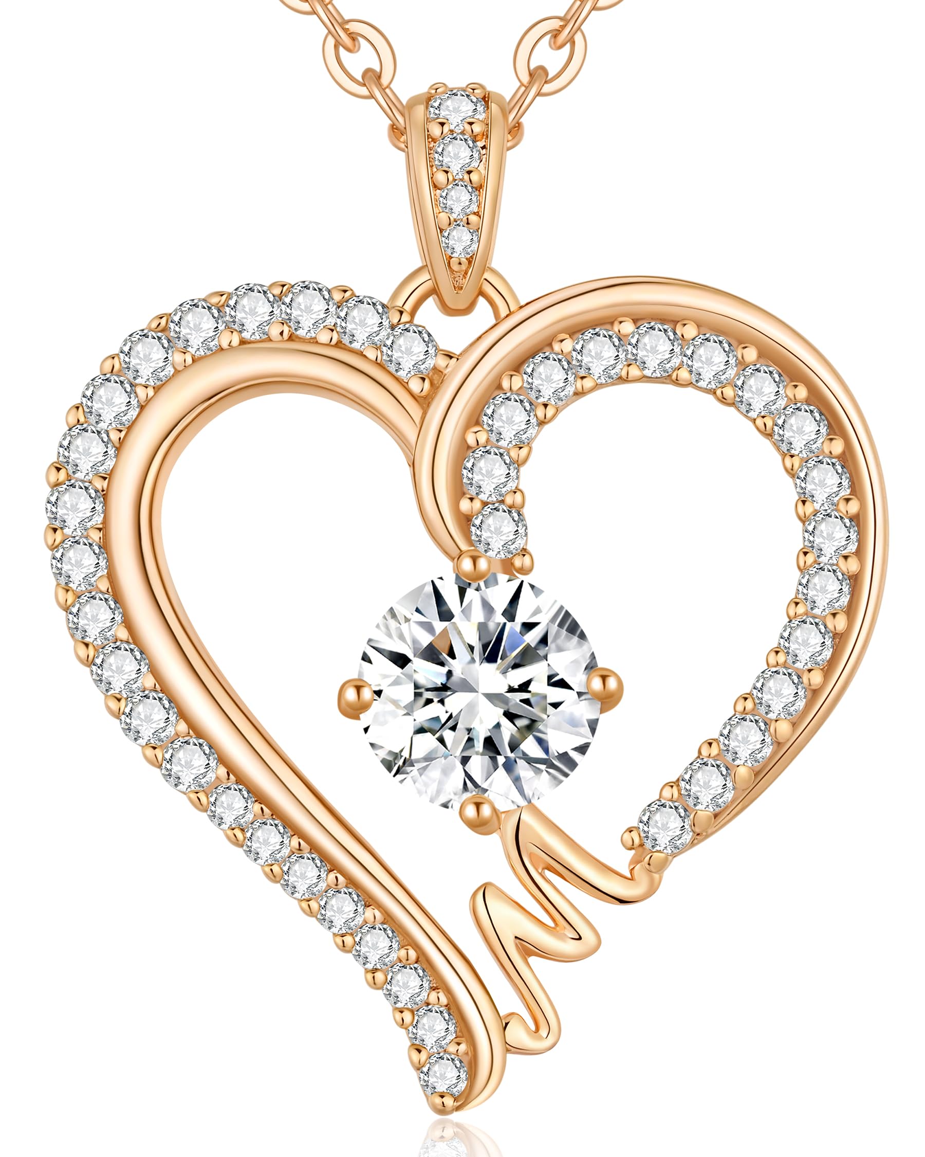 CDE Kette Damen mit Buchstabe Anhänger Herz Anhänger mit Zirkonia Schmuck Halskette für Frauen Geschenk für Freundin, Mama, Frau zum Geburtstag, Valentinstag Weihnachtsgeschenke