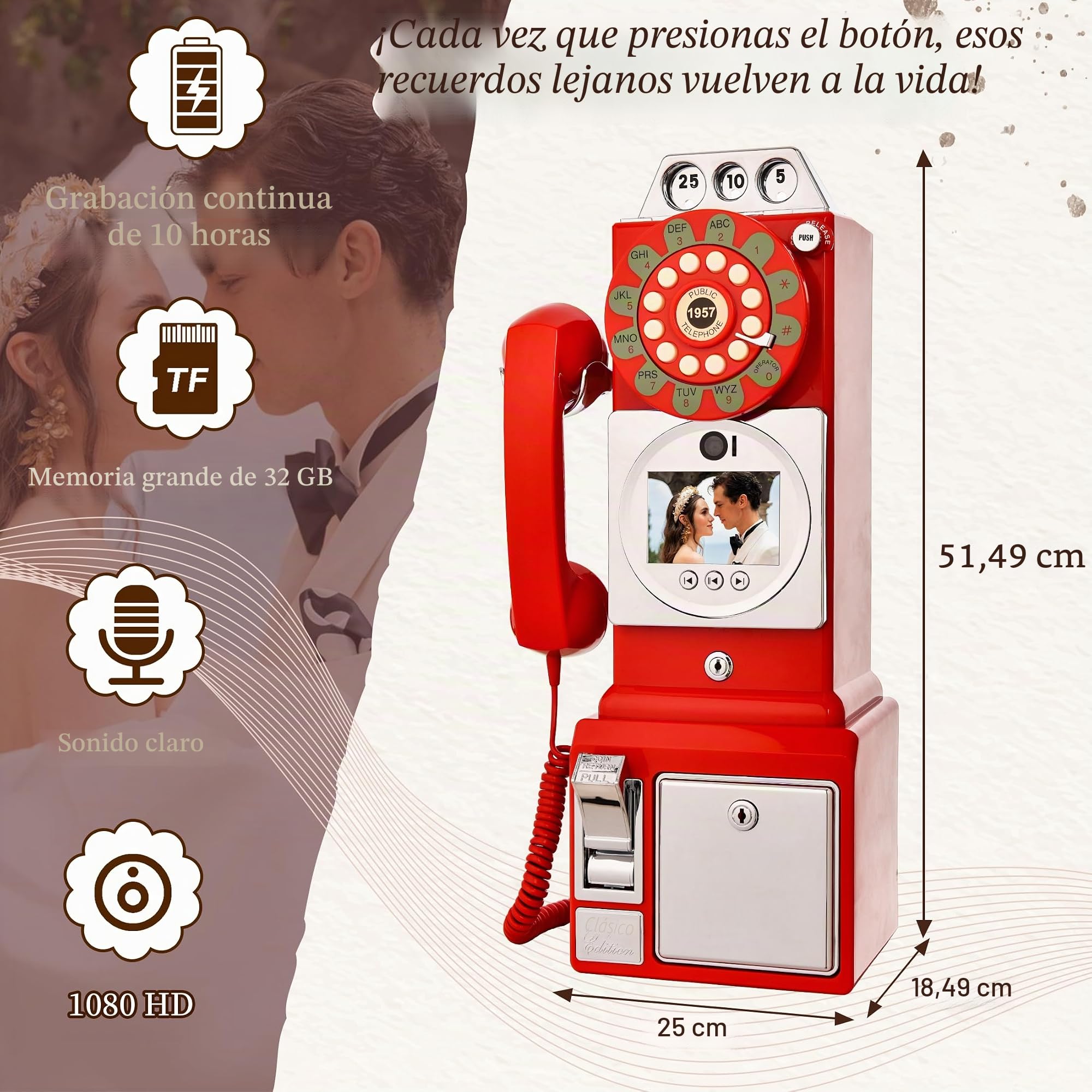 Libro de invitados de audio y video, mensajes de video personalizados para teléfono de boda, graba tus ocasiones especiales, ideal para una variedad de ocasiones memorables de fiesta