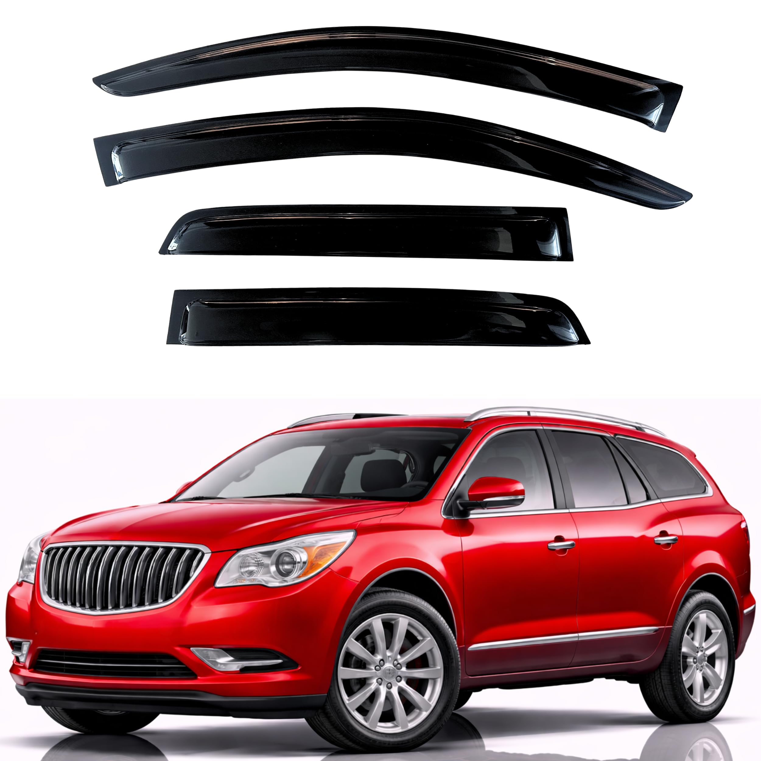 KPY Rain Guards Fit for 2008-2017 Buick Enclave, Out-Channel Window Visors Vent Wind Deflectors 4PC, Car Accessories for 08-17 Enclave
