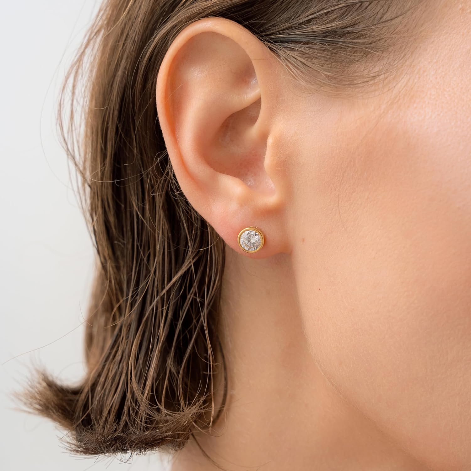 Waterproof Stud Earrings for Women | Hypoallergenic Earrings | Gold Plated Studs | Silver Studs | 18K Gold PVD Plated | Tarnish Free Jewelry | Cubic Zirconia Earrings