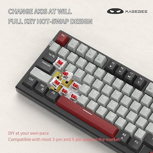 Miniatura 5 de MageGee Teclado mecánico, teclado de videojuegos con cable Star Sky retroiluminado ultra delgado con interruptores azules, 98 teclas para PC,