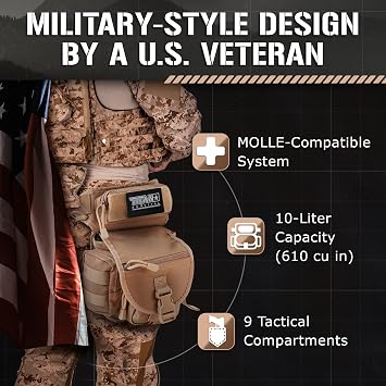 10L Tactical Drop Leg Bag for Men - Waterproof Thigh Pack