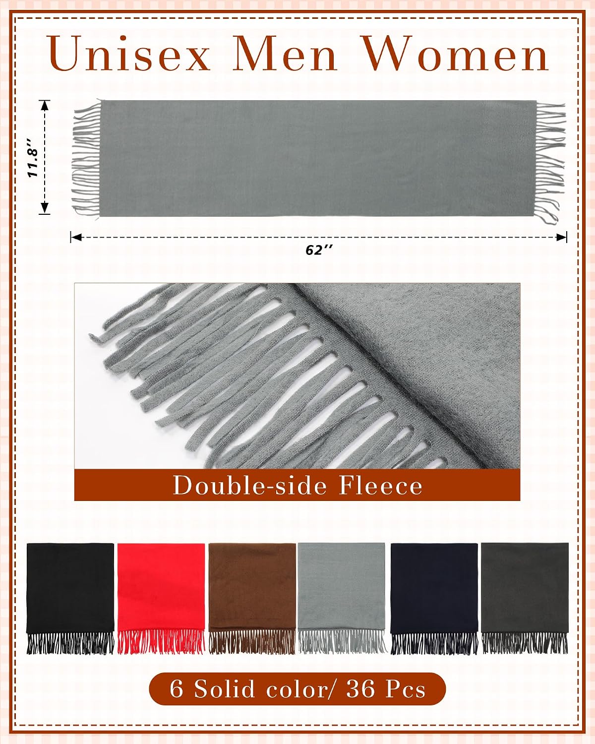Panitay Winter Fleece Scarves Bulk Soft Winter Fleece Scarf for Women Men Homeless Donation Charity Gifts