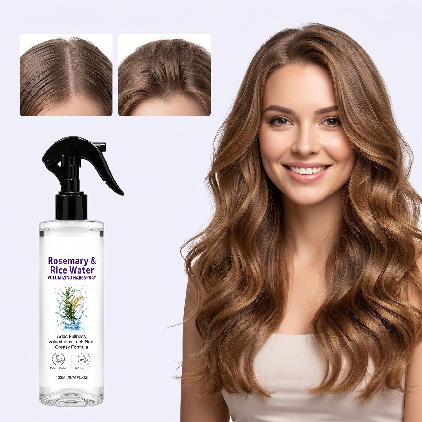 Rosmarin & Reis Wasser Haarspray, nährender Conditioning Mist (3pcs) | Rosemary & Rice Water | Leave-In Conditioning Mist | Hydrates, Smooths Frizz, Adds Volume & Natural Shine