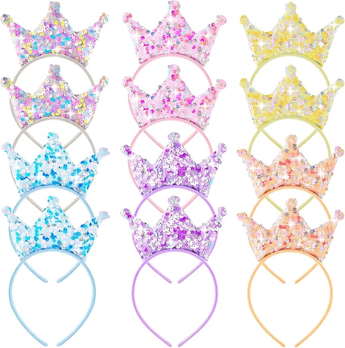 SEO PACKAGE Product Title SEO friendly Meta Description – lets us shoot for green Description seo friendly - under 500 characters for Amazon style Short Description seo flriendly 1 x Primary Keywords Focus – let us shoot for green Tags seo friendly ( Please streamline them with commas after each, to make easy to copy and paste For - Juexica 12 Packs Princess Crowns Headband Glitter Sequin Headbands Crown Tiara Princess Party Proms Decorations