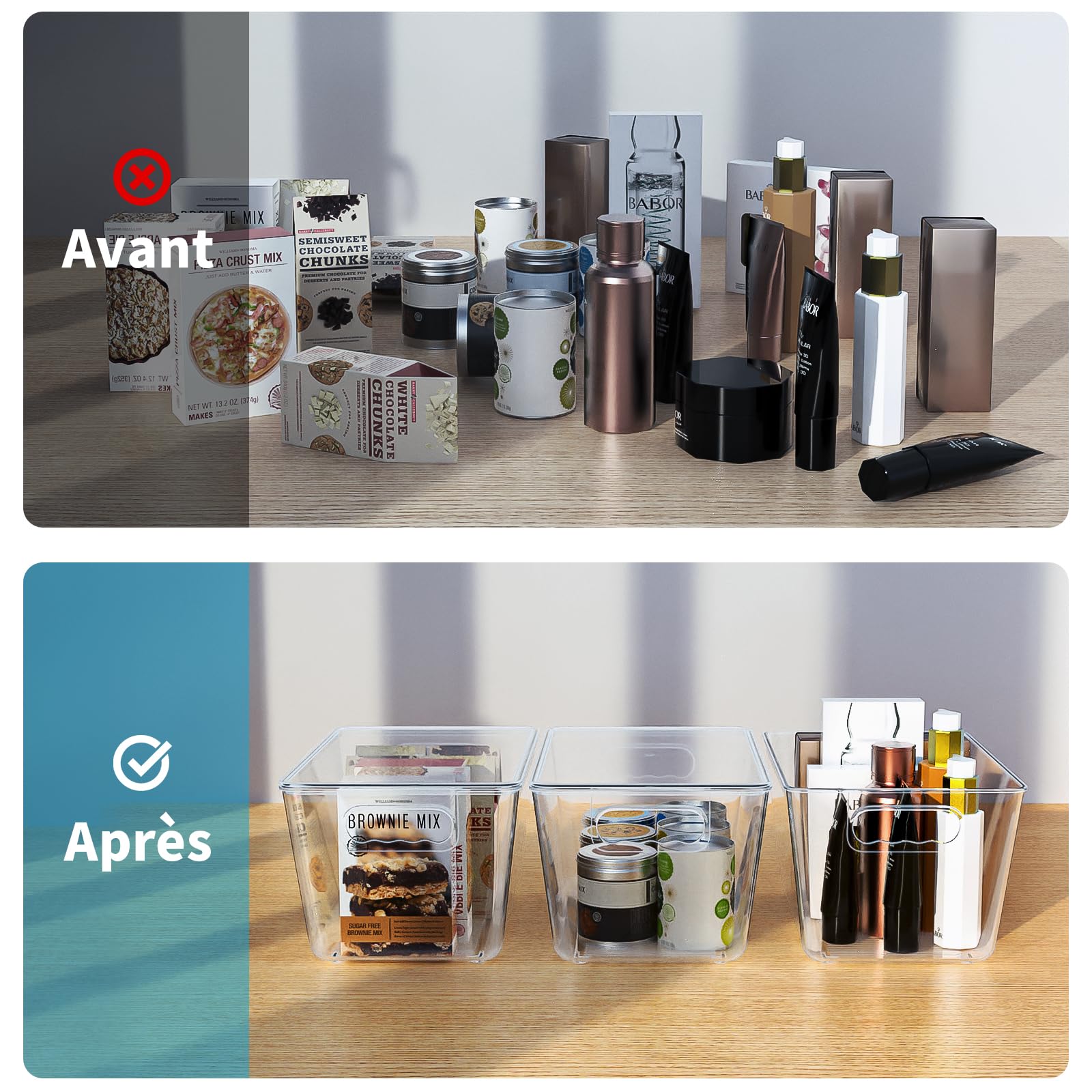 Lot de 4 Boîtes Rangement Transparentes avec Couvercle