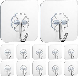 Vebel Hooks (12 pcs)| Self Adhesive Hooks| Wall Hooks for Hanging| Sticky Hooks Extra Strong| Stick on Hooks Heavy Duty| Sticky Hooks for Hanging| Wall Hooks Stick on| Bathroom, Kitchen, Door Hooks