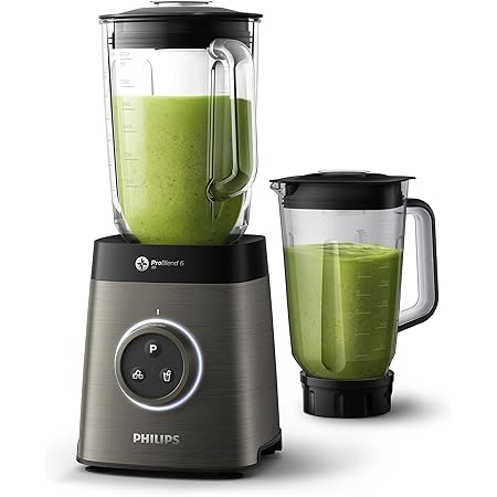 Philips HR3657/70 Hochleistungsmixer, 35000 Umdrehungen/Minute, Ersatz-Glasbehälter, titanium