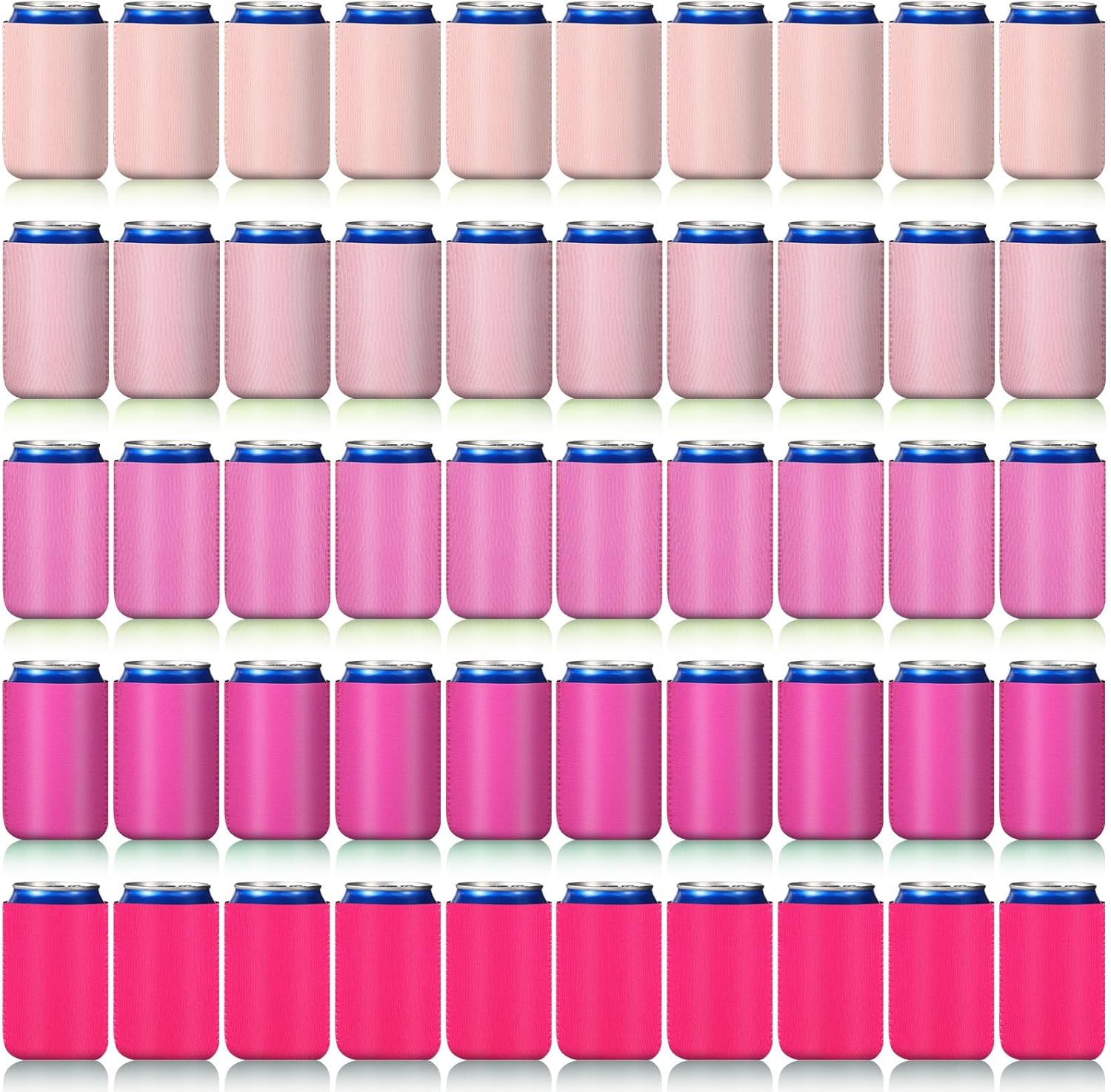 Qinyoung 50 Pack Blank Beer Can Cooler Sleeves Bulk Soft Can Coolers Drink Insulator Sleeve Plain Collapsible Can Sleeves for Soda Beverage DIY Vinyl Projects Wedding Favors (Gradient Blue)