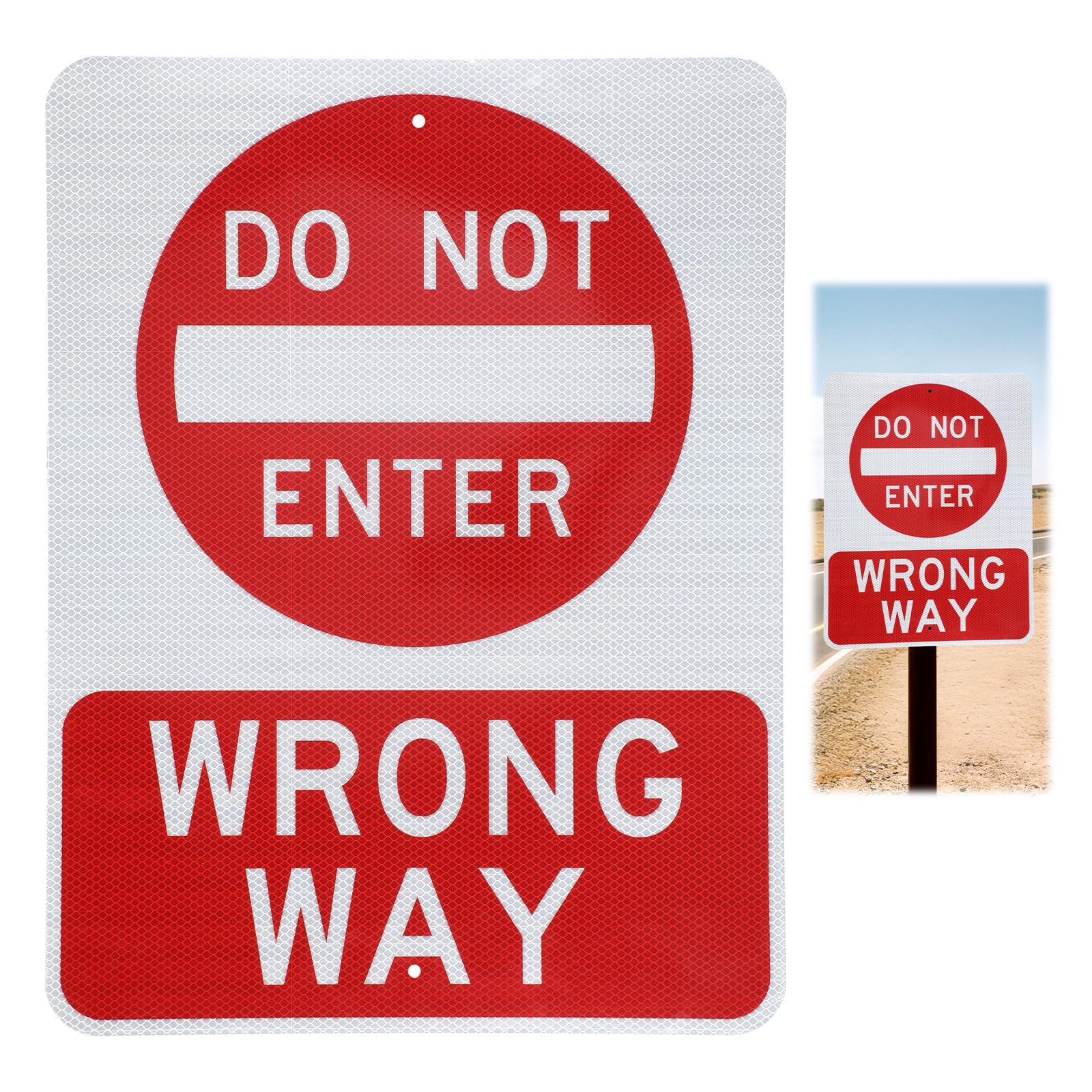 Panneau Do Not Enter Wrong Way Blulu en aluminium 61x45,7 cm - 7